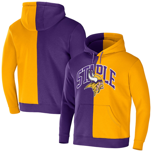 Men's Purple/Gold Minnesota Vikings Split Logo Pullover Hoodie